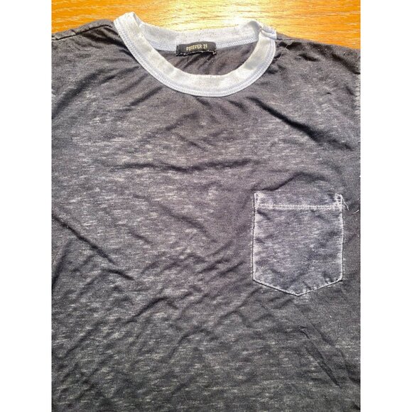 Forever 21 Gray Short Sleeve Pocket T-Shirt With Contrast Trim - Picture 2 of 3